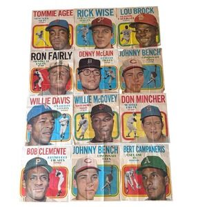1970 Topps Baseball Poster Lot of 16 Roberto Clemente Johnny Bench Lou Brock HOF